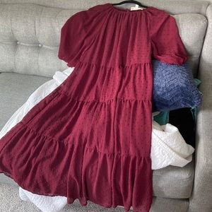 NWT Threads &States Burgundy Textured Dress